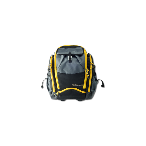 Fieldpiece BG44 service tool bag with elevated hand-tool rack and meter pockets