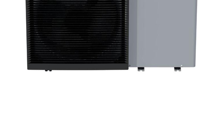 Daikin Altherma Mono-Bloc EDLA11DA3 outdoor air-to-water heat pump unit with black fan grille and light grey side panel, shown on a white background.