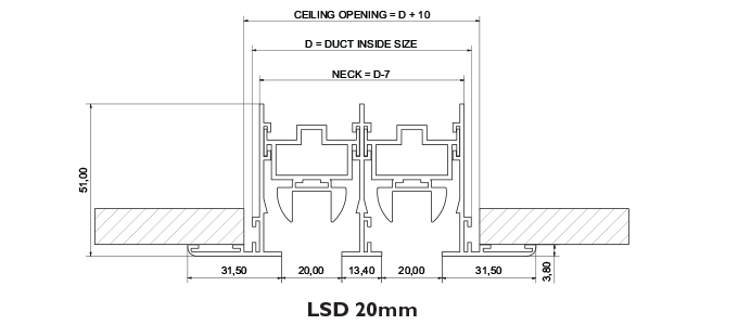 Linear Slot Diffuser - Fixed Core