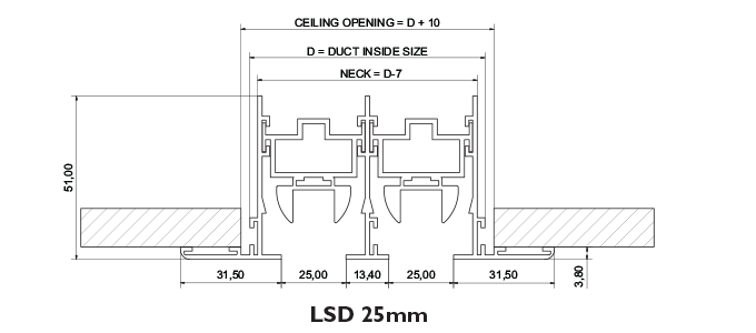 Linear Slot Diffuser - Fixed Core